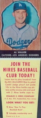 1958 Hires Root Beer Al Walker #74 Baseball Card
