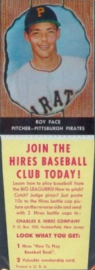 1958 Hires Root Beer Roy Face #59 Baseball Card