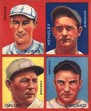 1935 Goudey 4-in-1 Burns/Grube/Hemsley/Weiland # Baseball Card