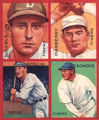 1935 Goudey 4-in-1 Crowder/Goslin/Marberry/Schuble # Baseball Card