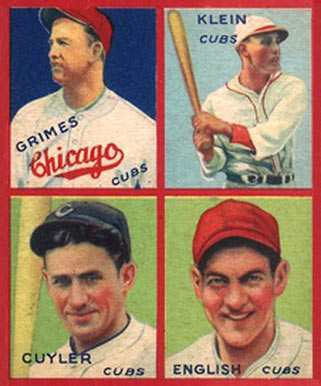 1935 Goudey 4-in-1 Cuyler/English/Grimes/Klein #27 Baseball Card