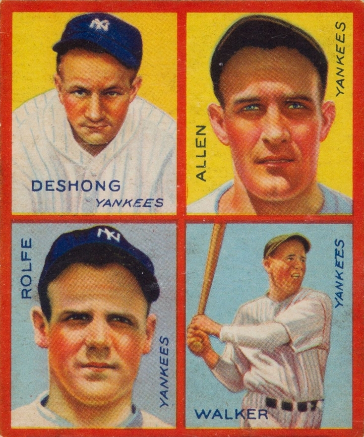 1935 Goudey 4-in-1 Allen/Deshonge/Rolfe/Walker # Baseball Card