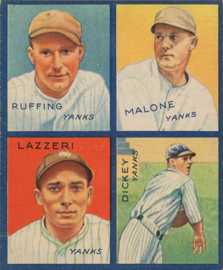 1935 Goudey 4-in-1 Dickey/Lazzeri/Malone/Ruffing # Baseball Card