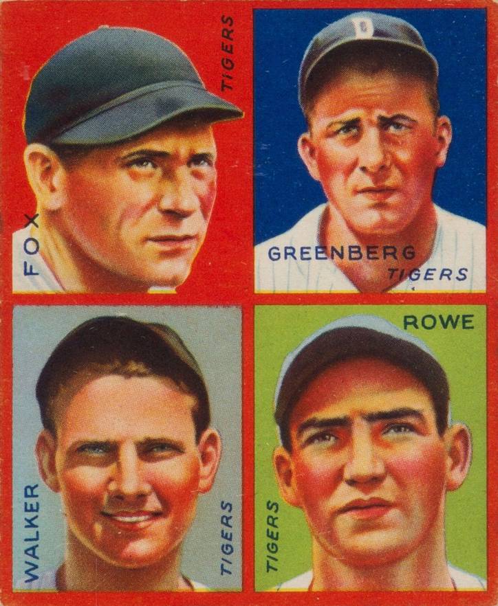 1935 Goudey 4-in-1 Fox/Greenberg/Rowe/Walker # Baseball Card