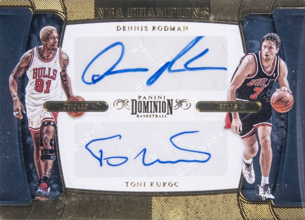 2018 Panini Dominion NBA Champions Dual Signatures Rodman/Kukoc #DT Basketball Card