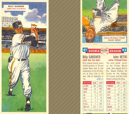 1955 Topps Doubleheaders Gardner/Hetki #61/62 Baseball Card