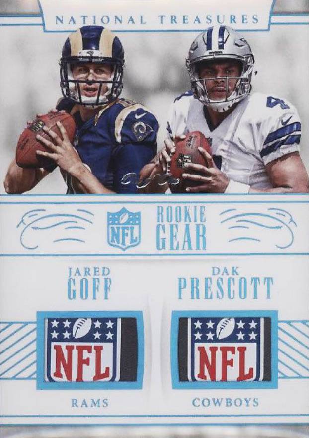 2016 Panini National Treasures Rookie NFL Gear Combo Materials Jared Goff/Dak Prescott #16 Football Card