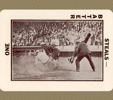 1913 Tom Barker Game Slide at plate-Umpire at right # Baseball Card
