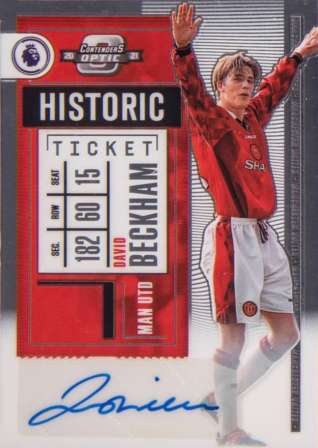 2020 Panini Chronicles Contenders Optic Historic Rookie Ticket Premier League Autographs David Beckham #1 Soccer Card