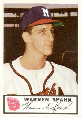 1953 Johnston Cookies Braves Warren Spahn #10 Baseball Card