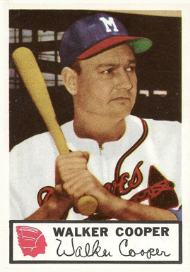 1953 Johnston Cookies Braves Walker Cooper #14 Baseball Card