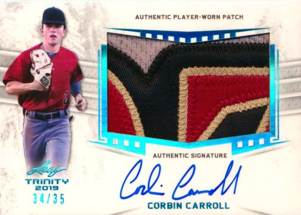 2019 Leaf Trinity Patch Autograph Corbin Carroll #PACC1 Baseball Card
