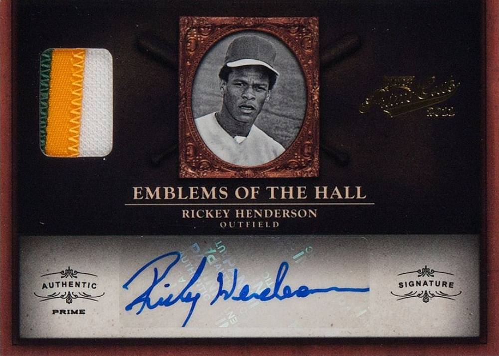 2011 Playoff Prime Cuts Emblems of the Hall Ricky Henderson #5 Baseball Card