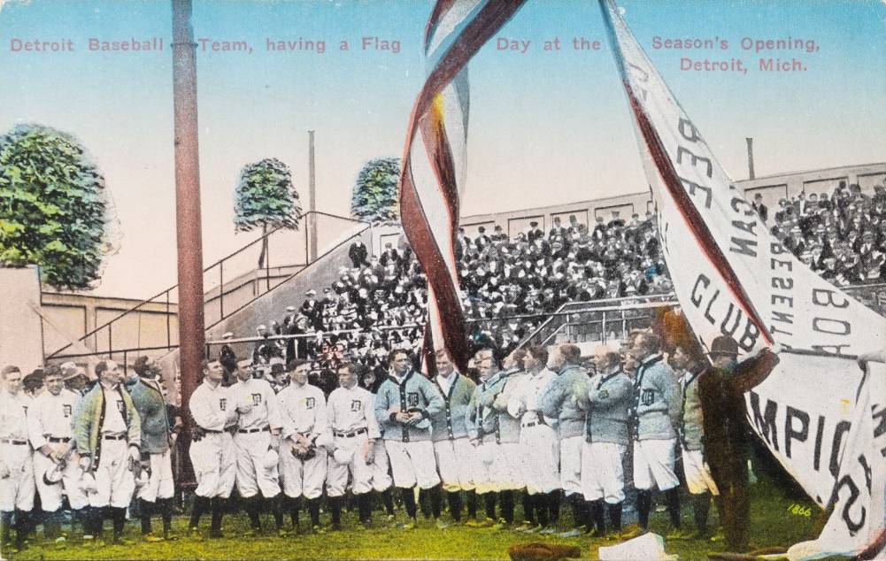 1900 Postcards & Trade 1912 Detroit Tigers Season Opener Flag Day # Baseball Card