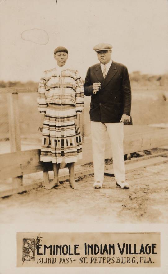 1900 Postcards & Trade 1920's Babe Ruth Seminole Indian Village Real-Photo # Baseball Card