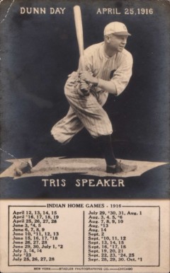 1916 Stadler Indians Home Schedule Tris Speaker # Baseball Card