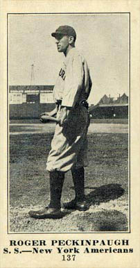 1916 Sporting News Roger Peckinpaugh #137 Baseball Card