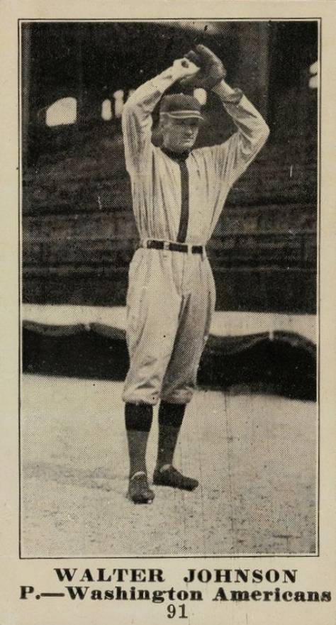 1916 Sporting News Walter Johnson #91 Baseball Card