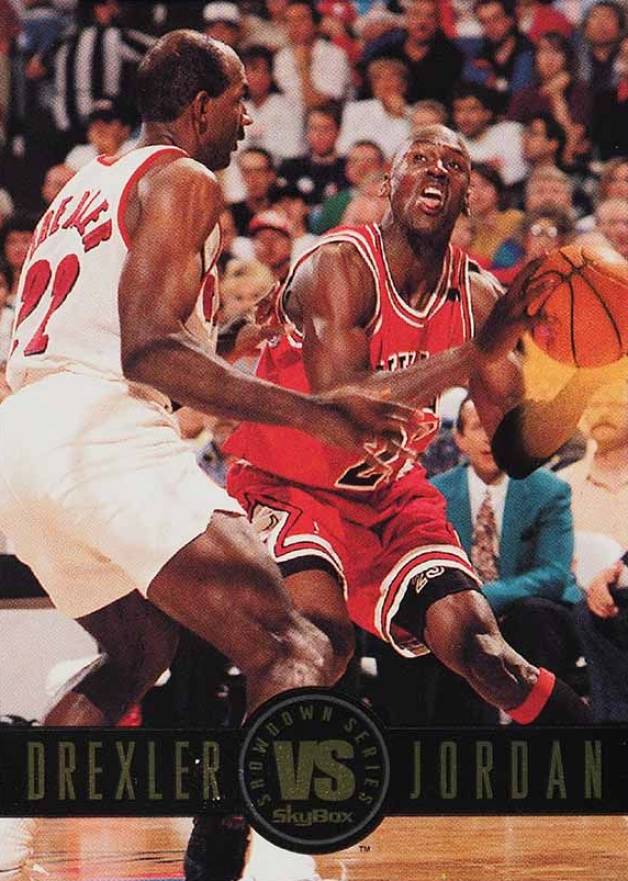 1993 Skybox Premium Showdown Series Drexler/Jordan #SS11 Basketball Card