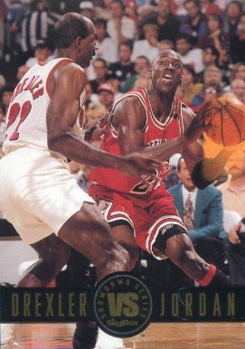 1993 Skybox Premium Showdown Series Drexler/Jordan #SS11 Basketball Card