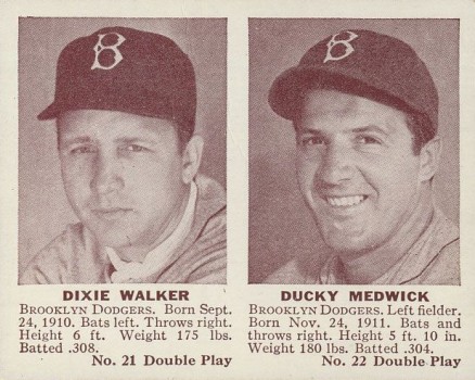 1941 Double Play Walker/Medwick #21/22 Baseball Card