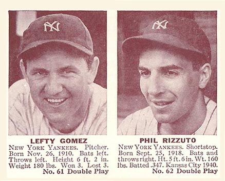 1941 Double Play Gomez/Rizzuto #61/62 Baseball Card