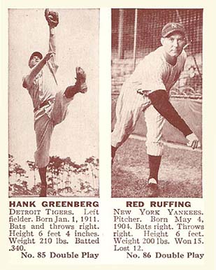1941 Double Play Greenberg/Ruffing #85/86 Baseball Card