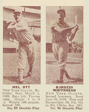 1941 Double Play Ott/Whitehead #89/90 Baseball Card
