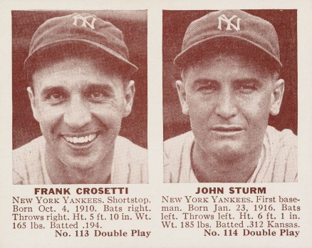 1941 Double Play Crosetti/Strum #113/114 Baseball Card