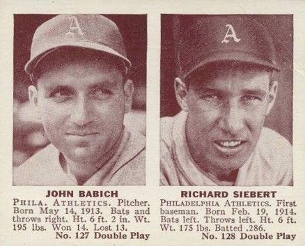 1941 Double Play Babich/Siebert #127/128 Baseball Card