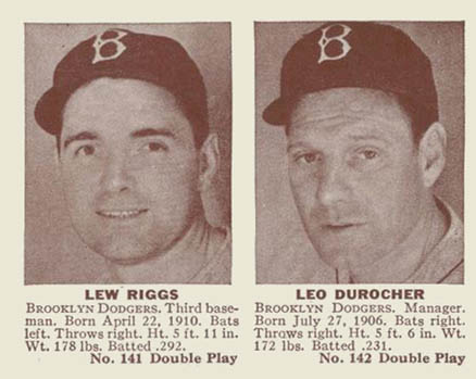 1941 Double Play Riggs/Durocher #141/142 Baseball Card