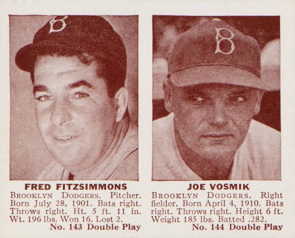1941 Double Play Fitzsimmons/Vosmik #143/144 Baseball Card