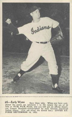 1952 Num Num Cleveland Indians Early Wynn #6 Baseball Card