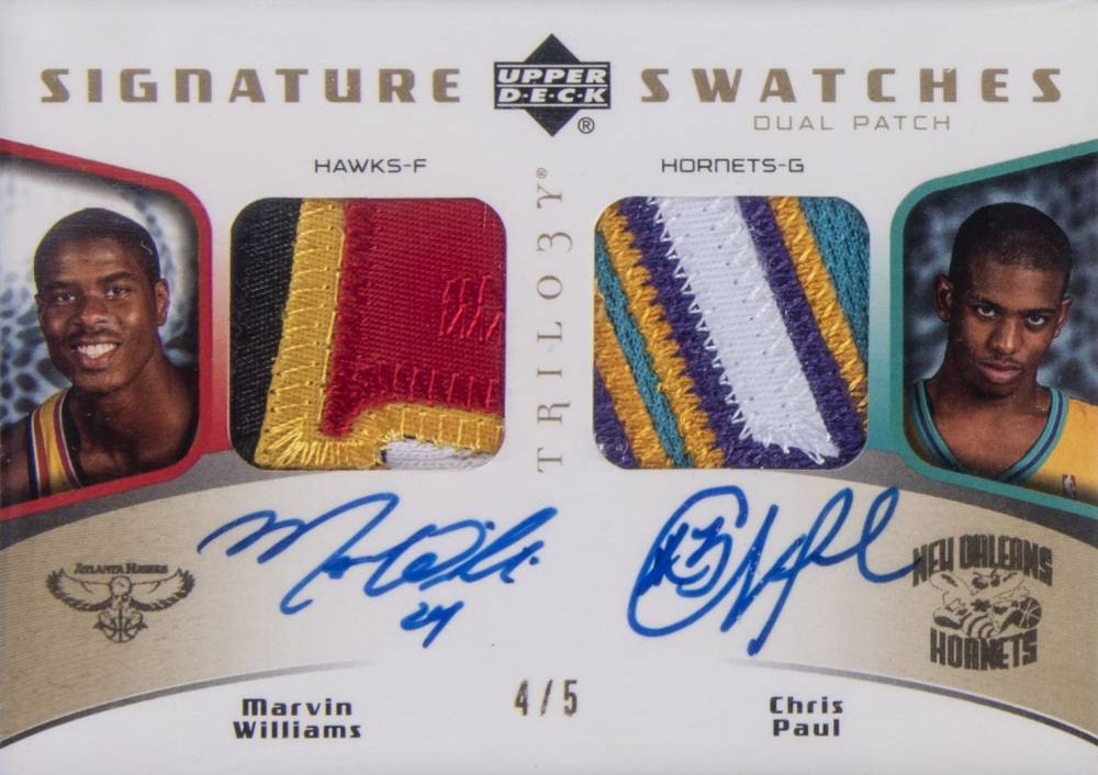 2005 Upper Deck Trilogy Signature Swatches Dual Patches Marvin Williams/Chris Paul #DSSP-WP Basketball Card