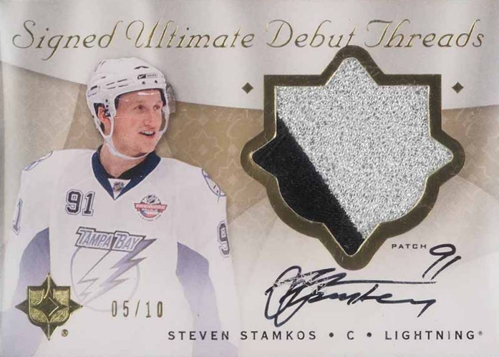 2008 Ultimate Collection Signed Debut Threads Steven Stamkos #SDTSS Hockey Card