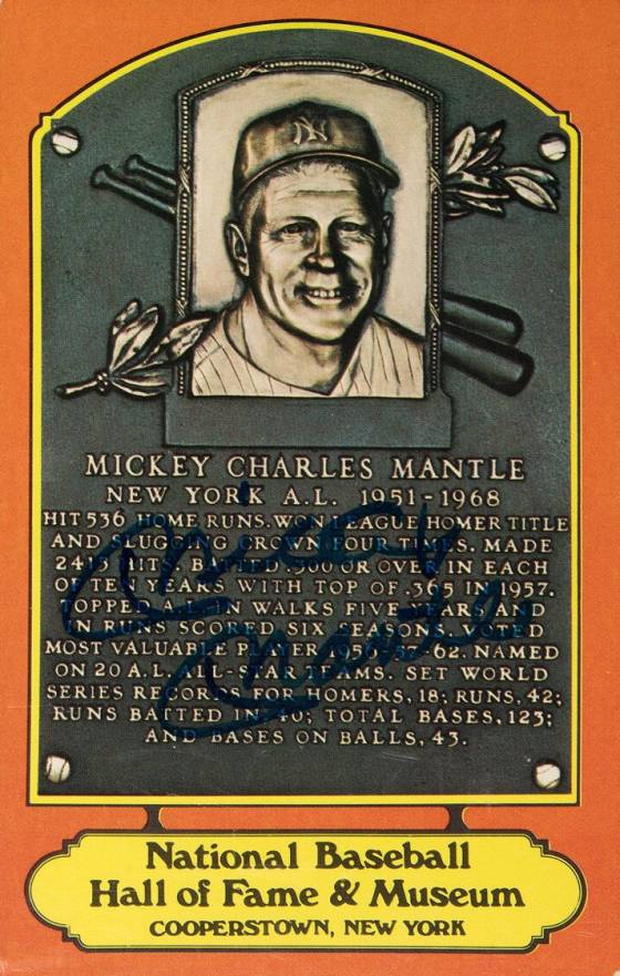 1979 Dexter Press HOF Plaque Postcards Mickey Mantle # Baseball Card