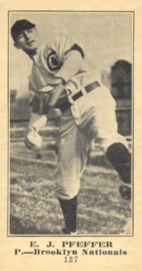 1916 Sporting News & Blank E.J. Pfeffer #137 Baseball Card
