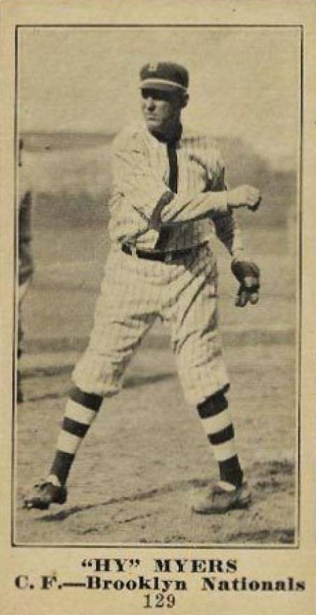 1916 Sporting News & Blank Hy Myers #129 Baseball Card