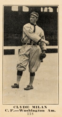 1916 Sporting News & Blank Clyde Milan #118 Baseball Card