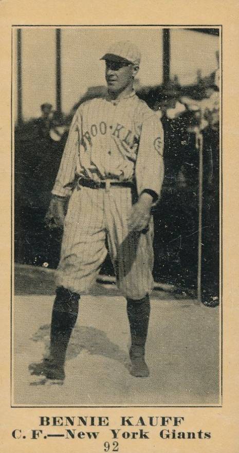 1916 Sporting News & Blank Bennie Kauff #92 Baseball Card