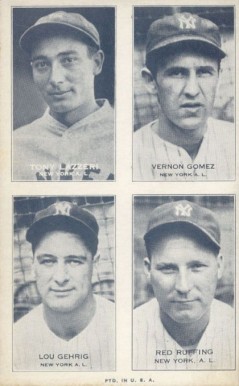 1936 Exhibits Four-on-one Gehrig/Gomez/Lazzeri/Ruffing #15 Baseball Card