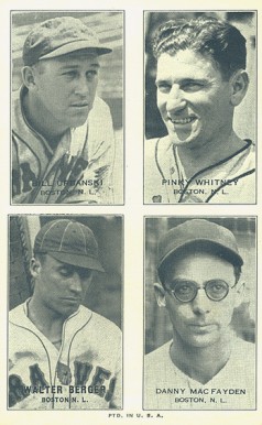 1936 Exhibits Four-on-one Berger/MacFayden/Urbanski/Whitney #4 Baseball Card