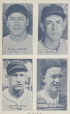 1936 Exhibits Four-on-one Galan/Hartnett/Herman/Warneke #14 Baseball Card