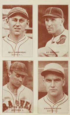 1934 Exhibits 4 on 1 Berger/Brandt/Hogan/Urbanski # Baseball Card