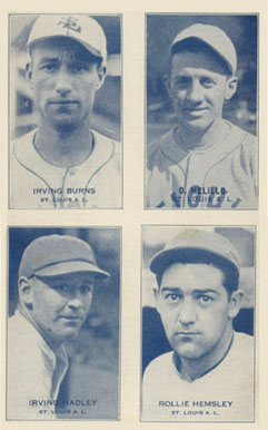 1934 Exhibits 4 on 1 Burns/Hadley/Hemsley/Melillo # Baseball Card