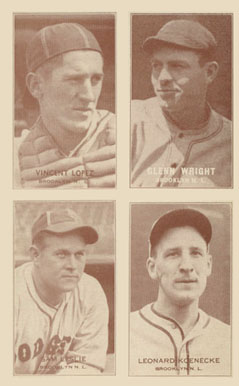 1934 Exhibits 4 on 1 Koenecke/Leslie/Lopez/Wright # Baseball Card