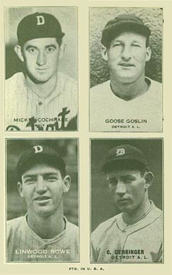 1935 Exhibits Four-on-one Cochrane/Gehringer/Goslin/Rowe # Baseball Card