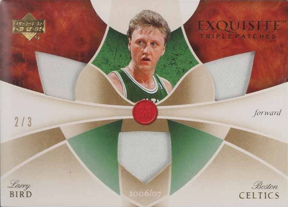 2007 Upper Deck Exquisite Collection Triple Patches Larry Bird #LB Basketball Card