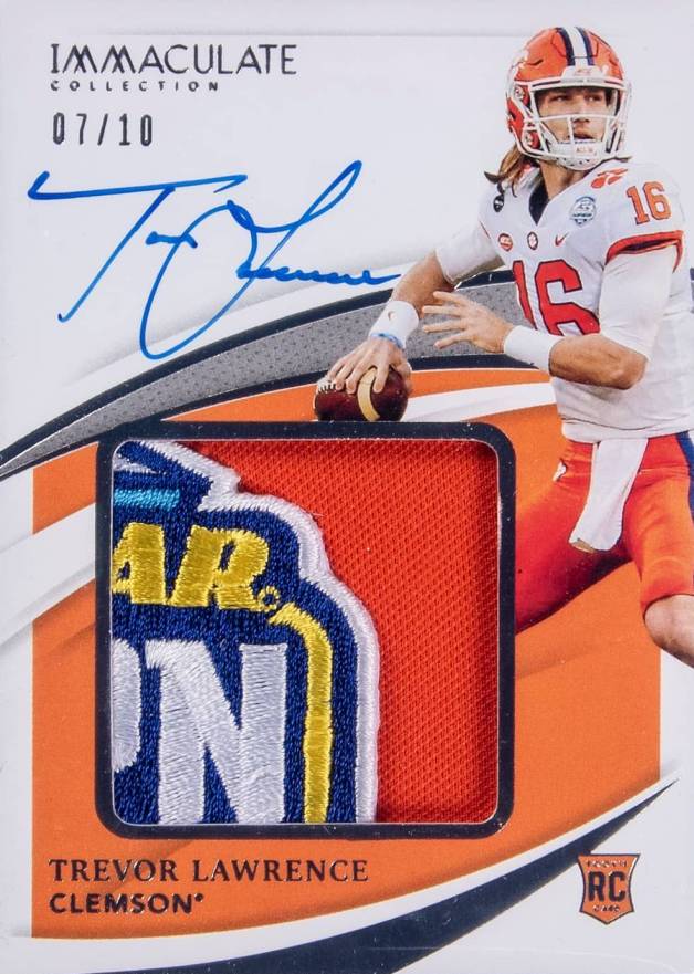 2021 Panini Immaculate Collection Collegiate Premium Patches Rookie Autographs Trevor Lawrence #PPATL Football Card