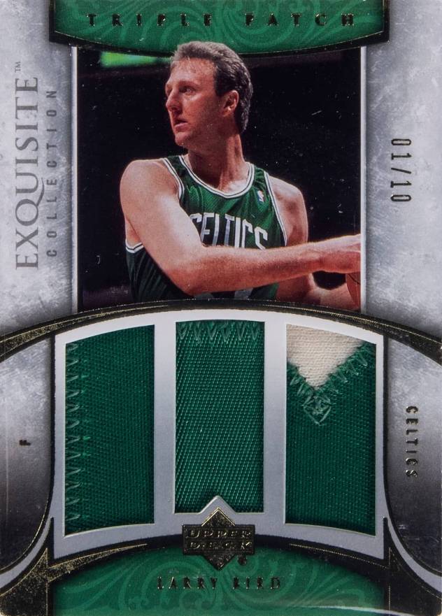 2005 Upper Deck Exquisite Collection Triple Patches Larry Bird #E3PLB Basketball Card